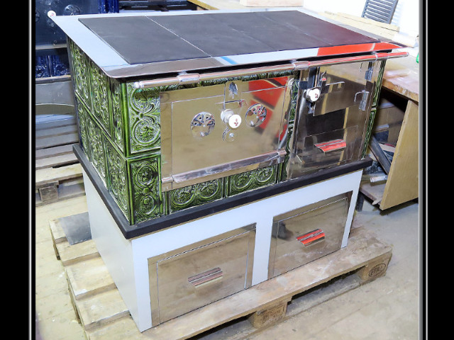 Prenosný šporák so šuflíkmi, farba oliva